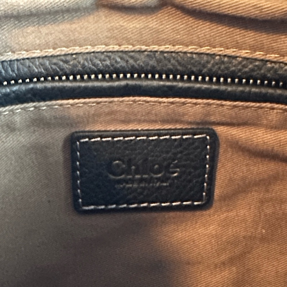 Chloe Small Marcie Leather Satchel Black Crossbody Bag with Gold Accents - Picture 12 of 16